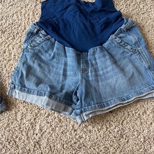 Denim Blue Women's Maternity Shorts